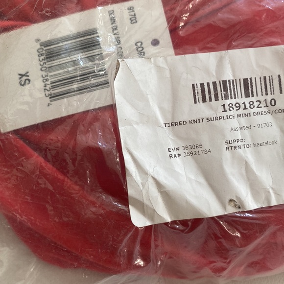 The Vanity Room Coral Tiered Knit Surplice Elbow dolma Mini Dress, Size XS, NWT - Picture 3 of 6